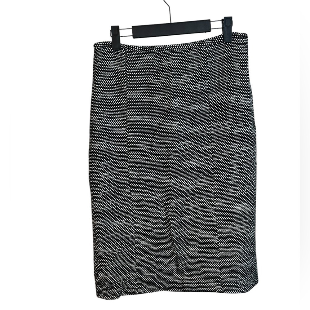 Loft Black and White Wool Blend Pencil Skirt